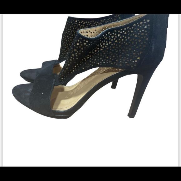 BCBGeneration Kadia Black Suede Open Toe Pump Heels Womens Size 9 - Picture 3 of 6